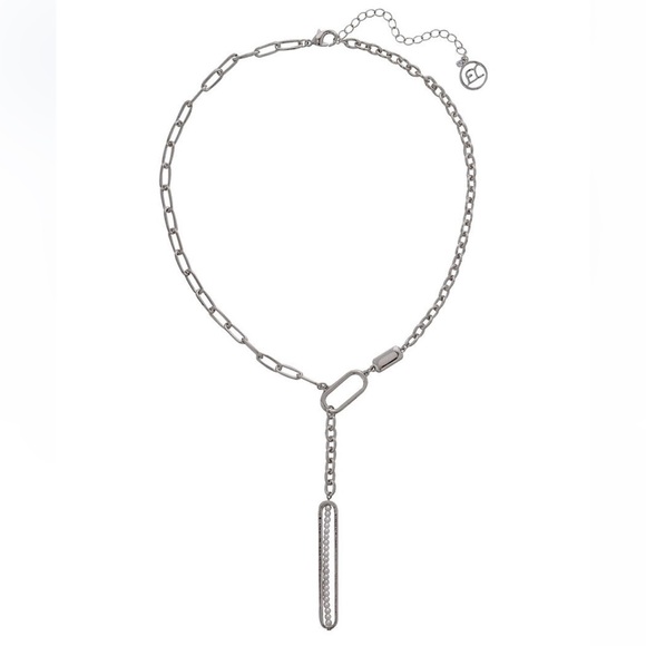 NEW Silver Tone and Pearl Chain Y Drop Collar Necklace - Picture 4 of 5